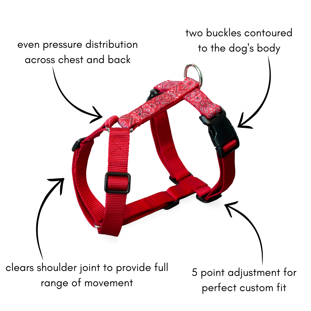 Dog harness Paisley Red